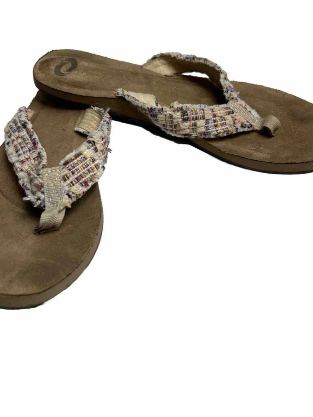 O’rageous Women's Brown Fabric-Trim Flip Flop Sandals